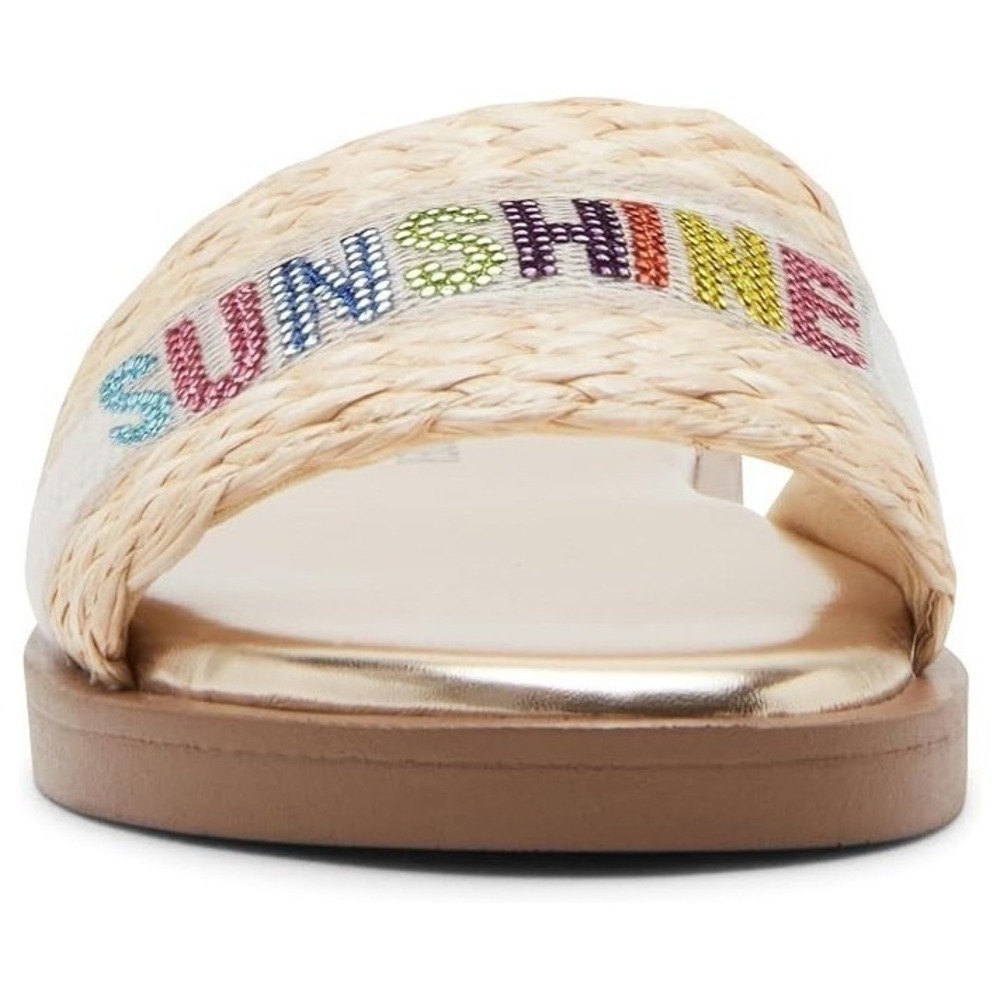 Steve Madden Girls Size 13 Capri Slide Sandals Sunshine Flip Flops Natural - Picture 4 of 7